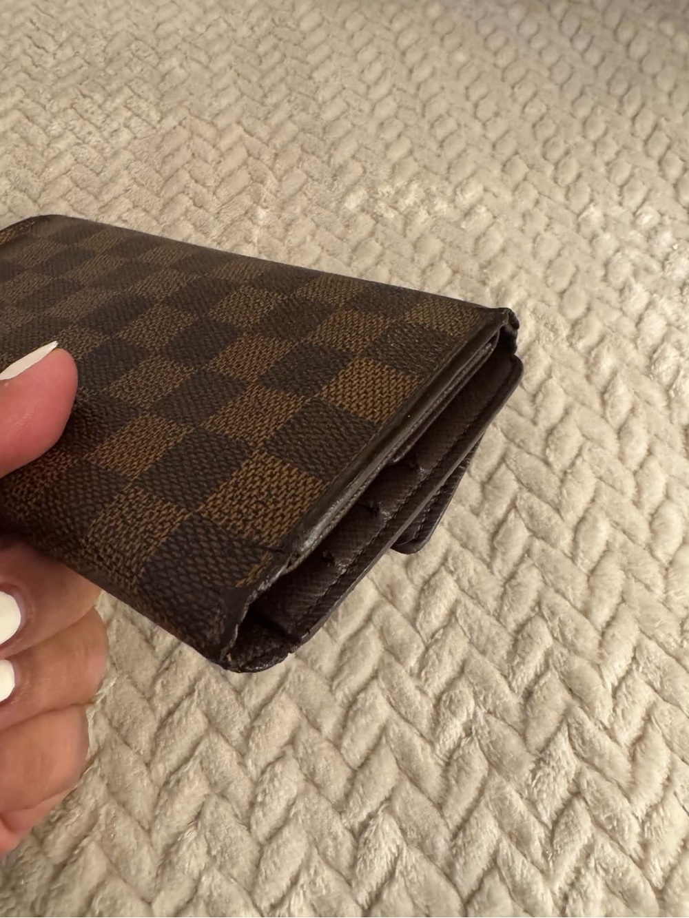 Brown Checkered Long Women's Wallet - Picture 9 of 14